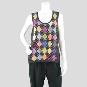 Talbots Vintage 90s Preppy Argyle Sweater Vest Women's Large